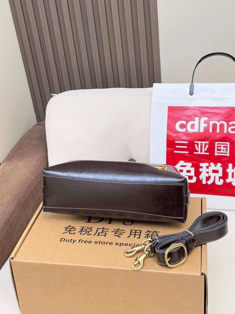 Coach Dark Brown Leather Chain Hobo Bag - Image 3