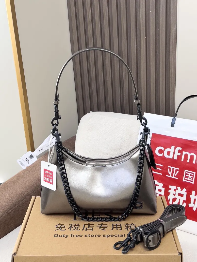Coach Metallic Leather Hobo Shoulder Bag - Image 4