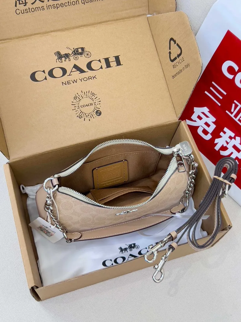 Coach Beige Signature Top Handle Shoulder Bag - Image 5