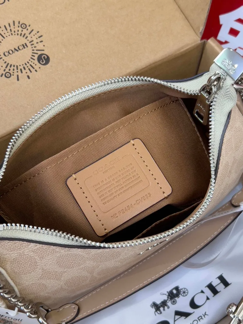Coach Beige Signature Top Handle Shoulder Bag - Image 6