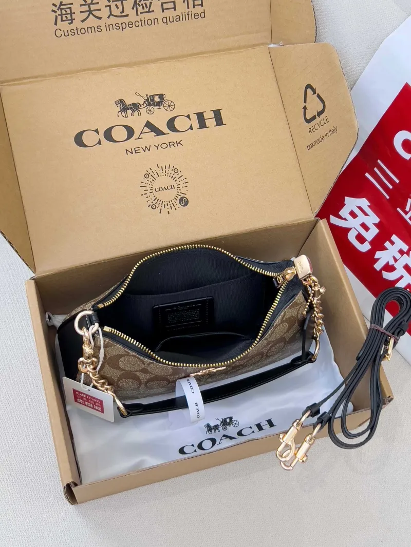 Coach Signature Brown Black Top Handle Shoulder Handbag - Image 5