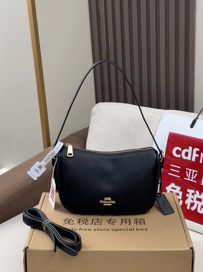 Coach Black Leather Top Handle Bag - Image 4