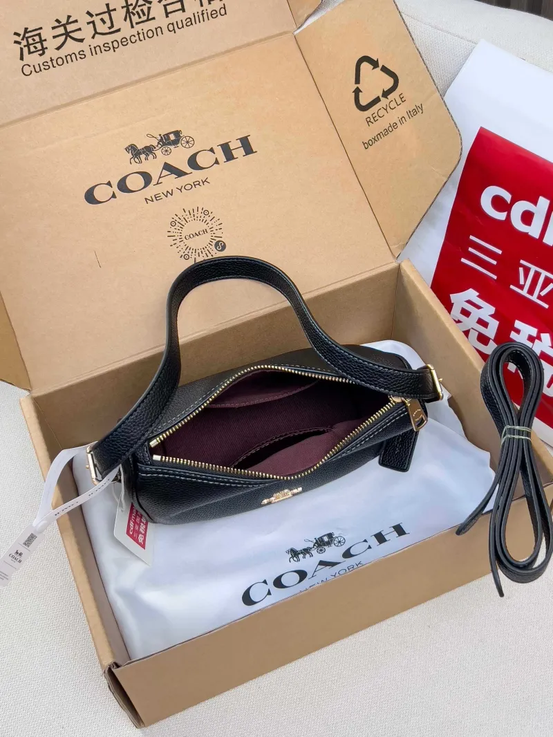 Coach Black Leather Top Handle Bag - Image 5