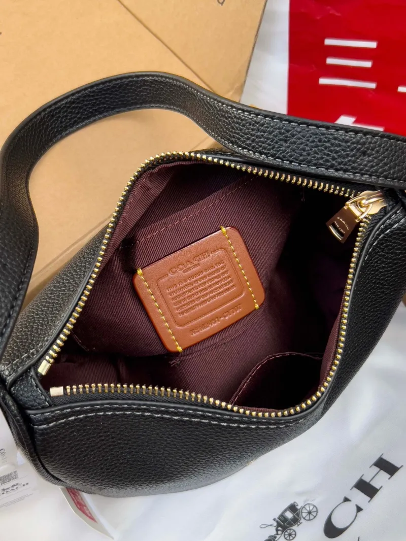 Coach Black Leather Top Handle Bag - Image 6
