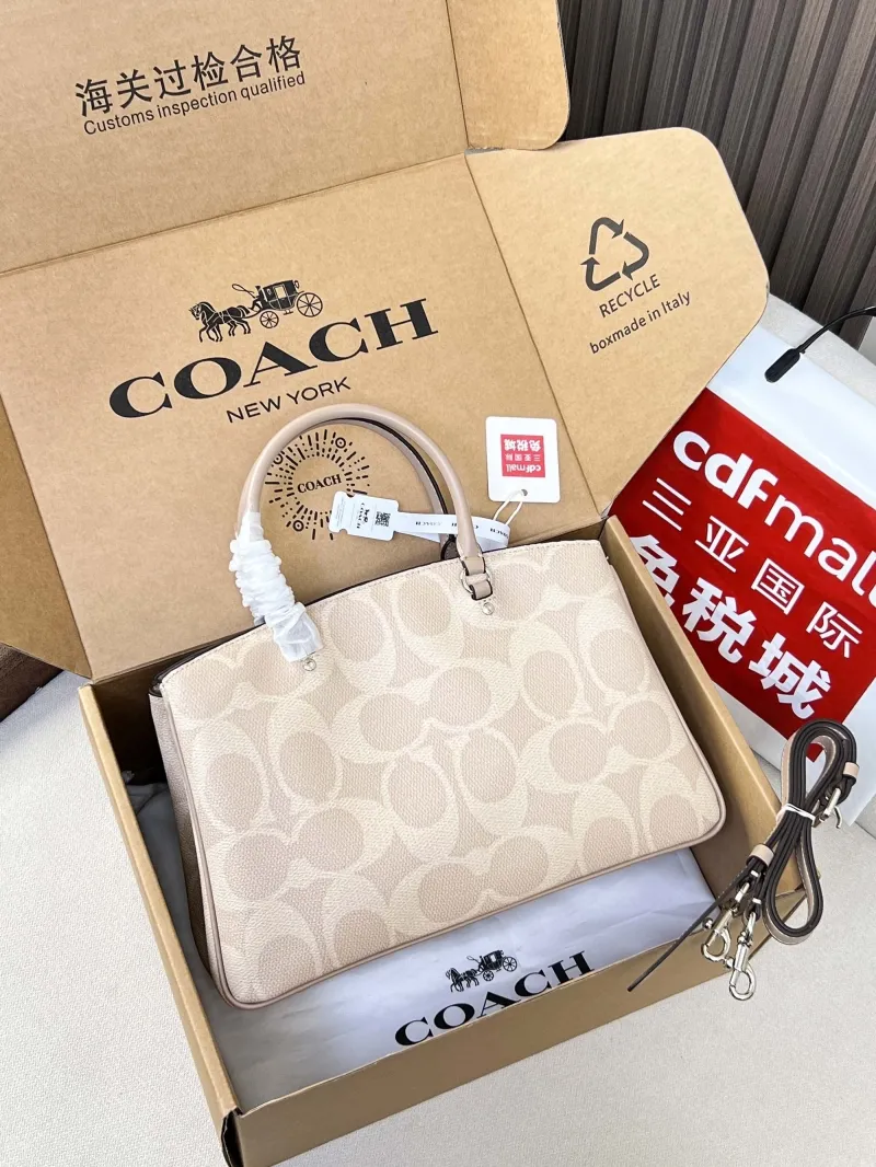 Alternative view of Coach Light Beige Signature Top Handle Bag