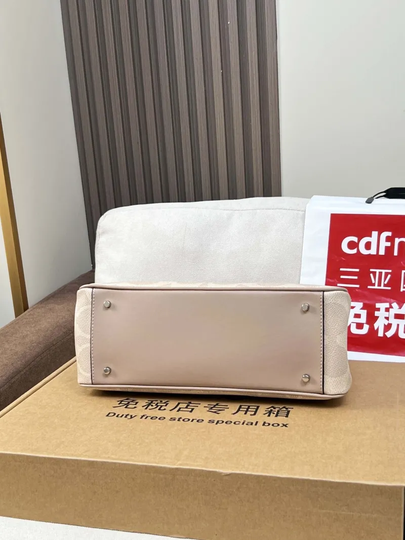 Coach Light Beige Signature Top Handle Bag - Image 3