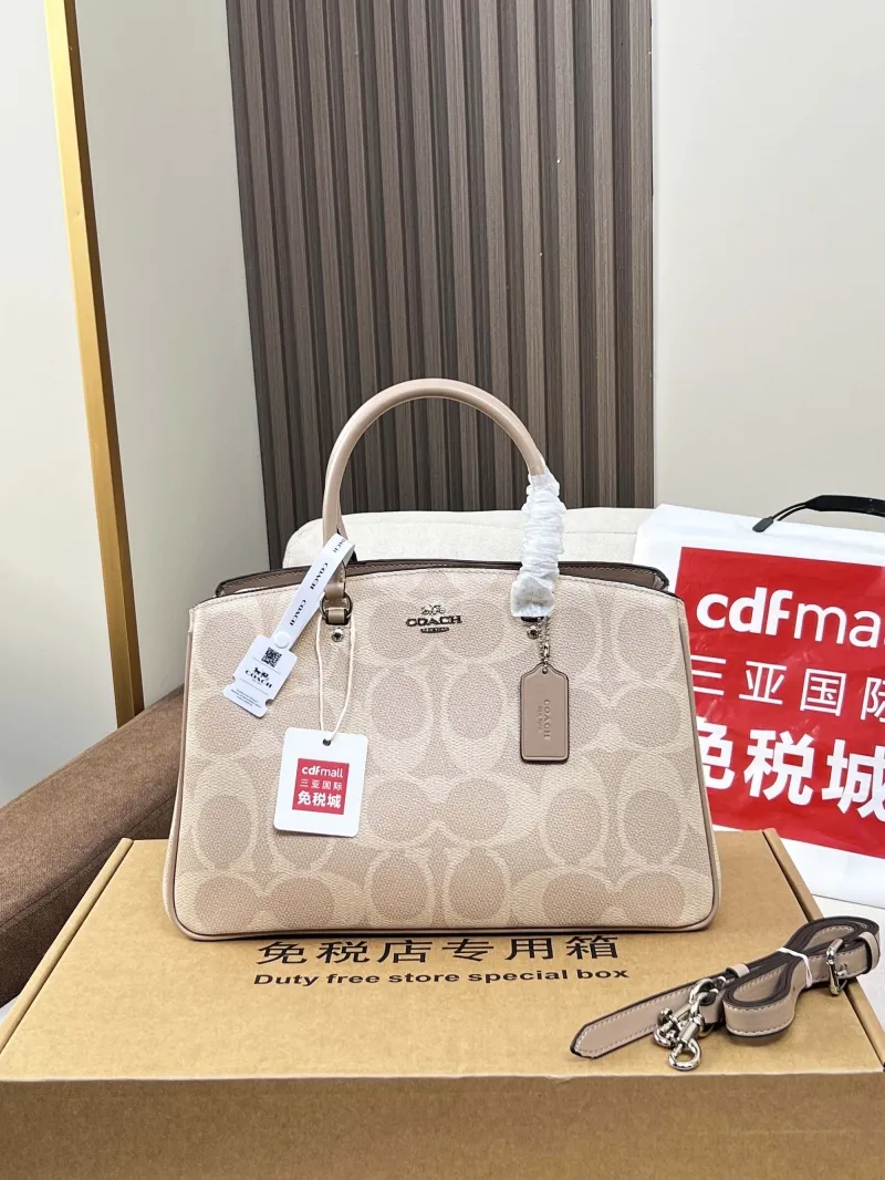 Coach Light Beige Signature Top Handle Bag - Image 4