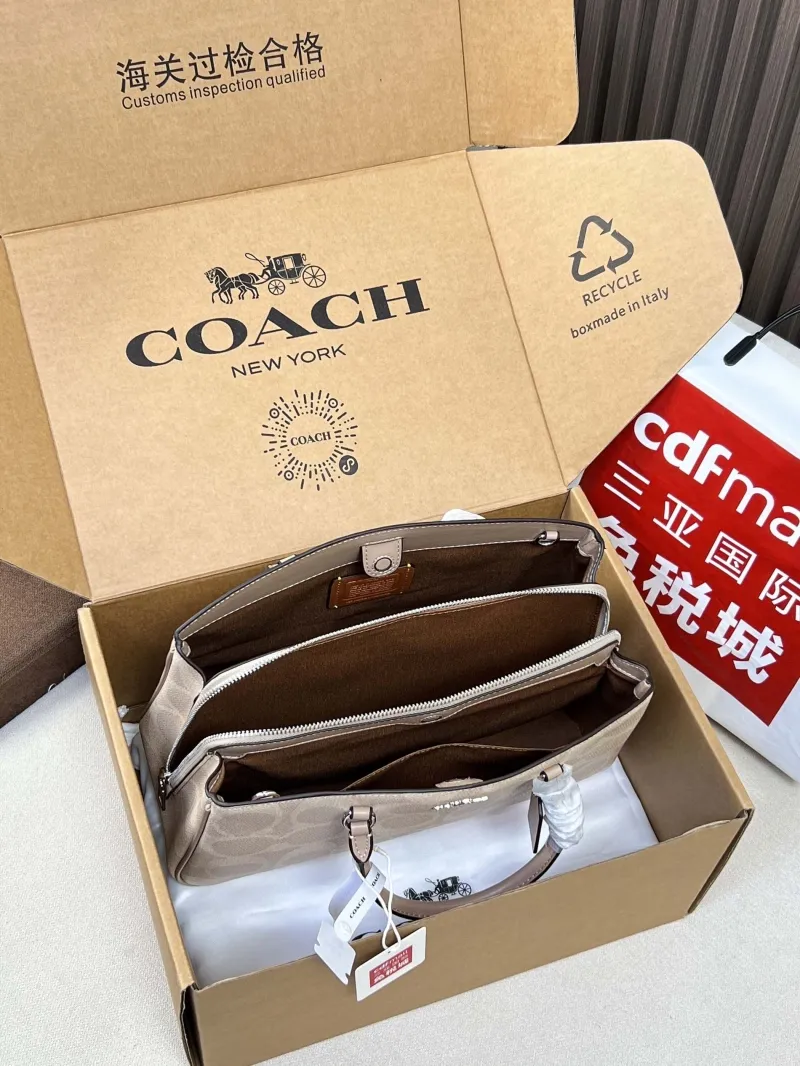 Coach Light Beige Signature Top Handle Bag - Image 5