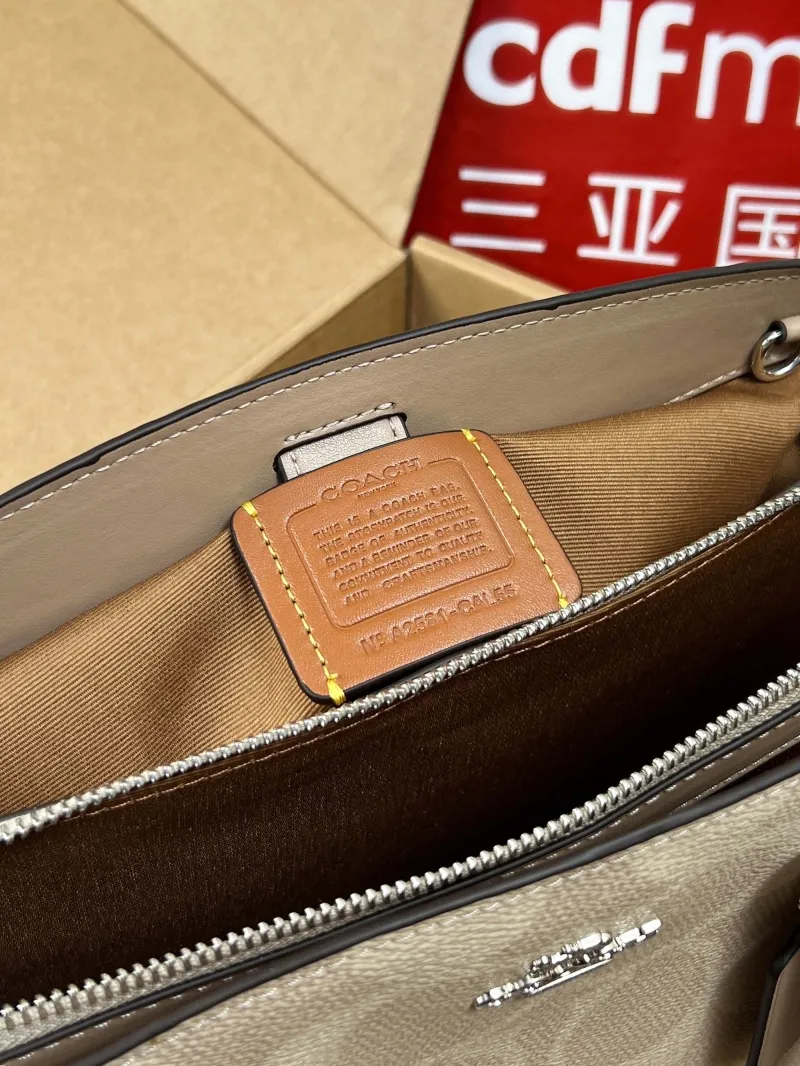 Coach Light Beige Signature Top Handle Bag - Image 6