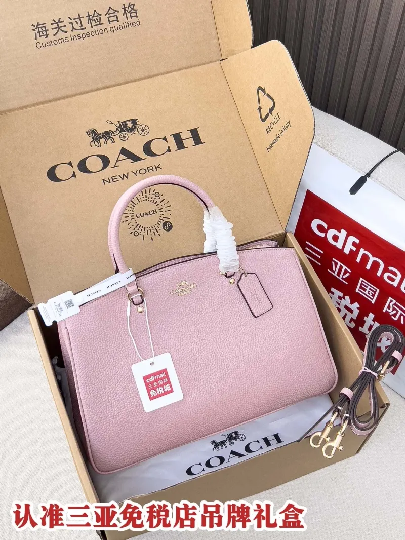 Coach Pink Top Handle Leather Handbag