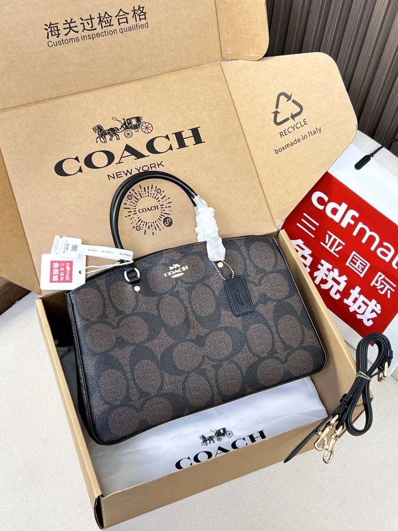 Coach Signature Brown Top Handle Satchel Bag