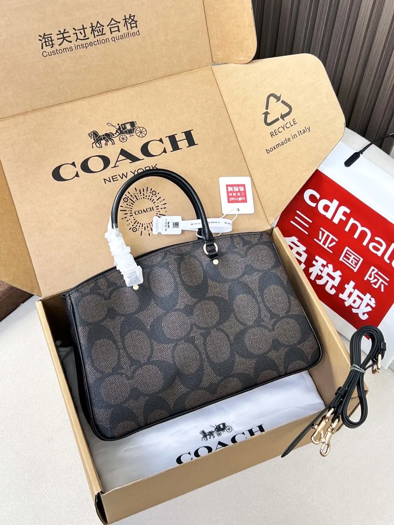 Alternative view of Coach Signature Brown Top Handle Satchel Bag