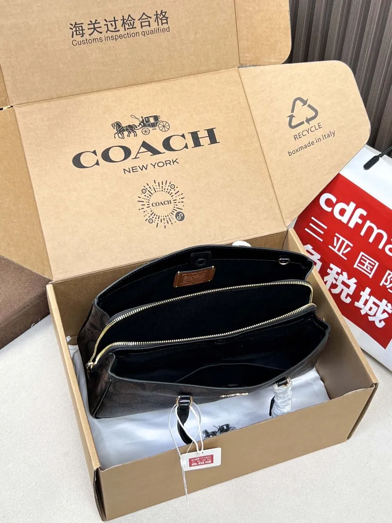 Coach Signature Brown Top Handle Satchel Bag - Image 5
