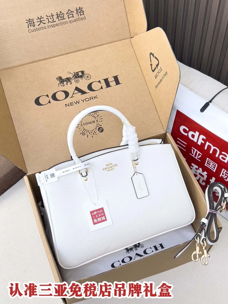 Coach White Leather Top Handle Bag