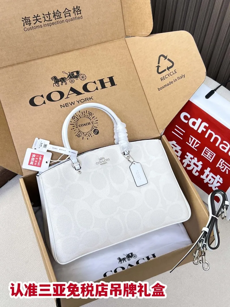 Coach White Signature Top Handle Handbag