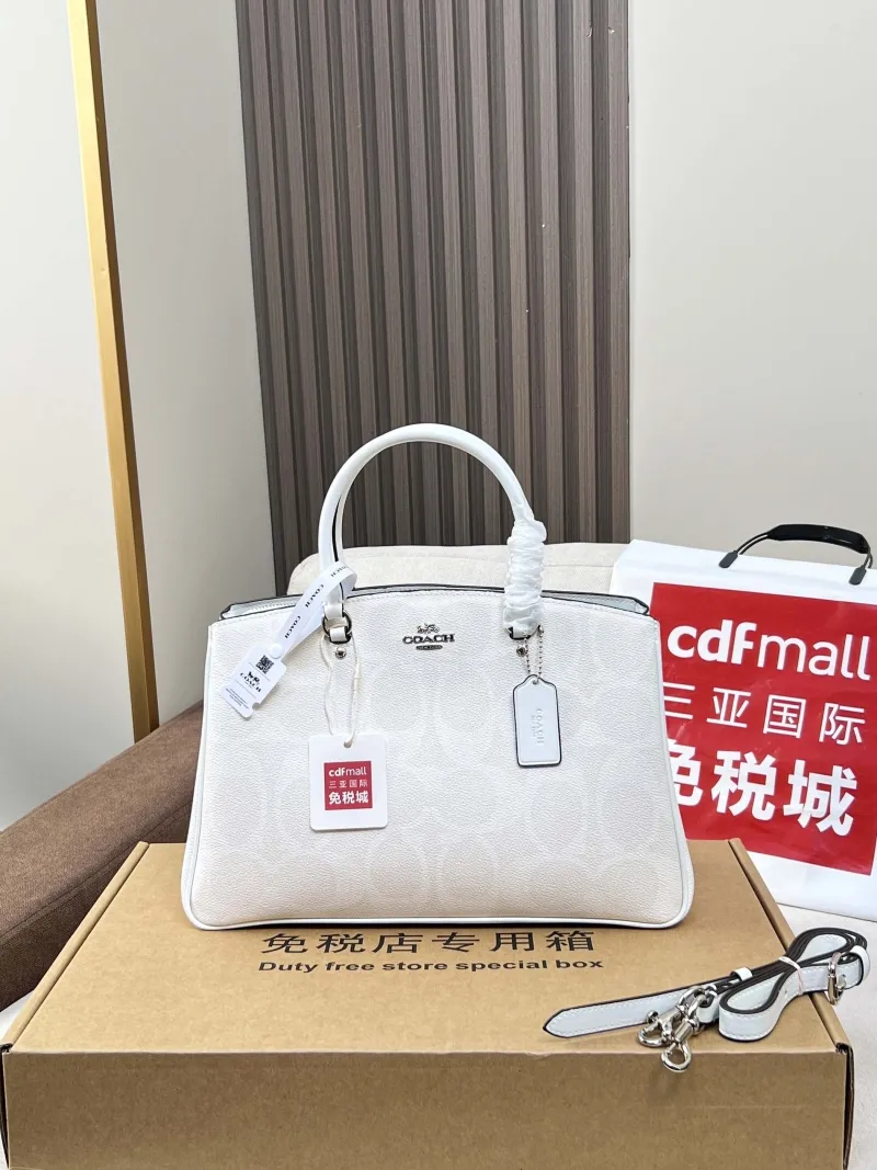 Coach White Signature Top Handle Handbag - Image 4