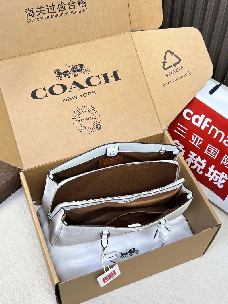 Coach White Signature Top Handle Handbag - Image 5