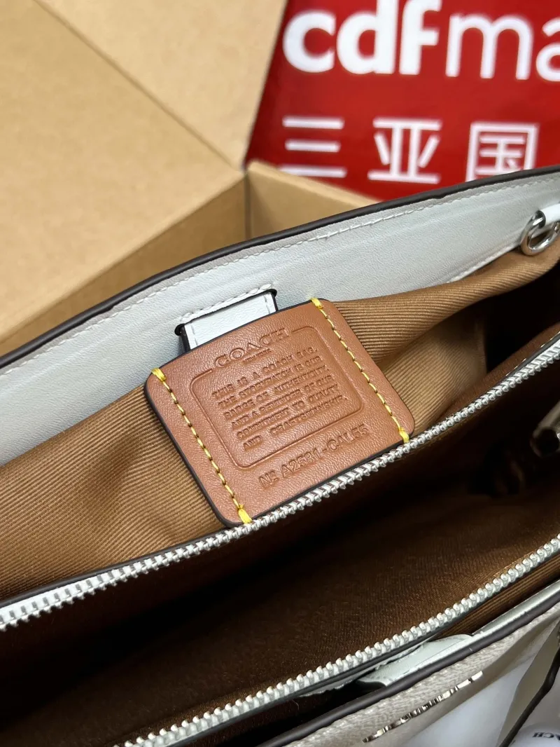 Coach White Signature Top Handle Handbag - Image 6