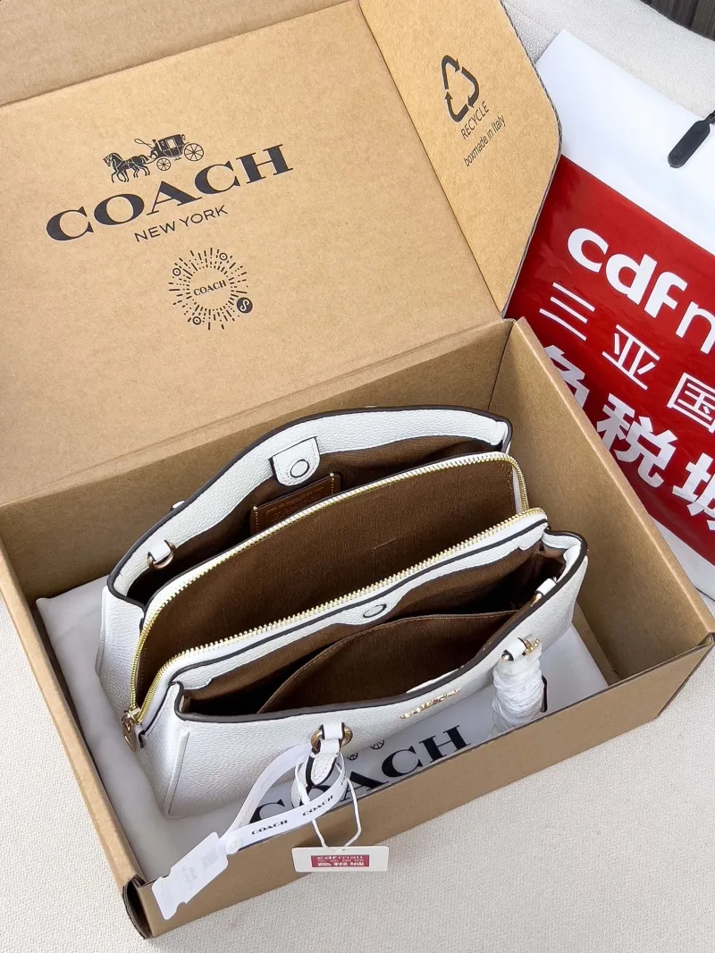 Coach White Leather Top Handle Bag 54 - Image 5