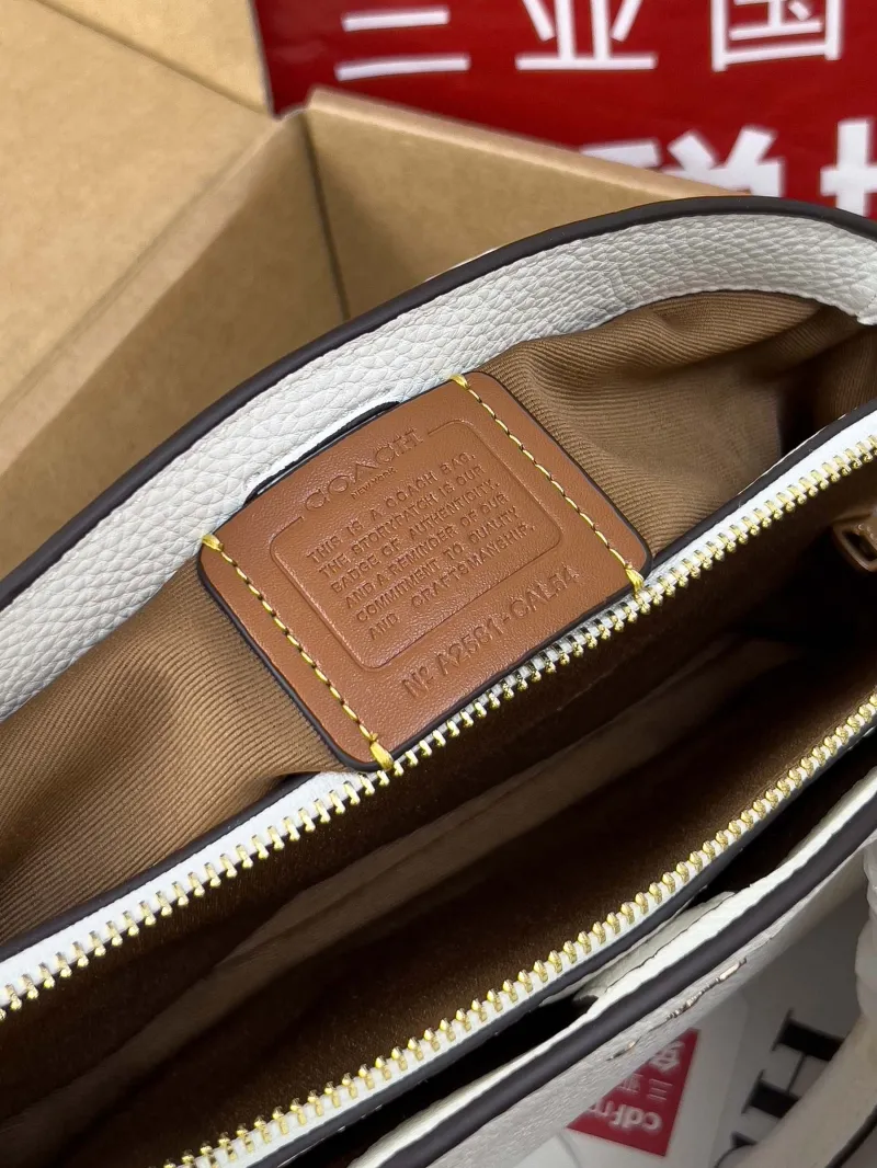 Coach White Leather Top Handle Bag 54 - Image 6