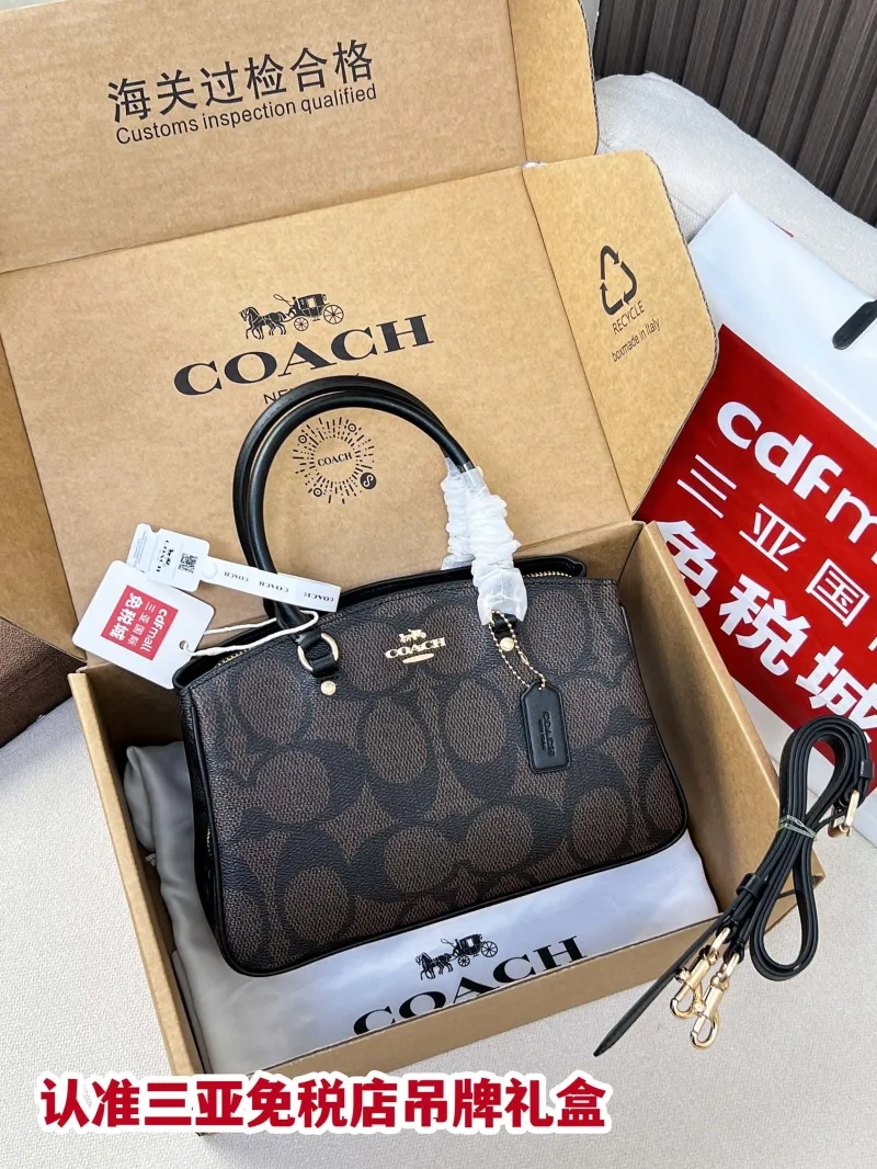 Coach Dark Brown Signature Top Handle Handbag