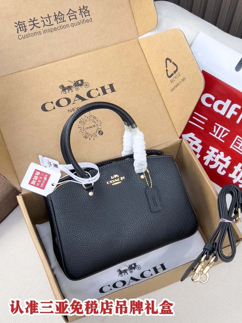 Coach Black Leather Top Handle Handbag