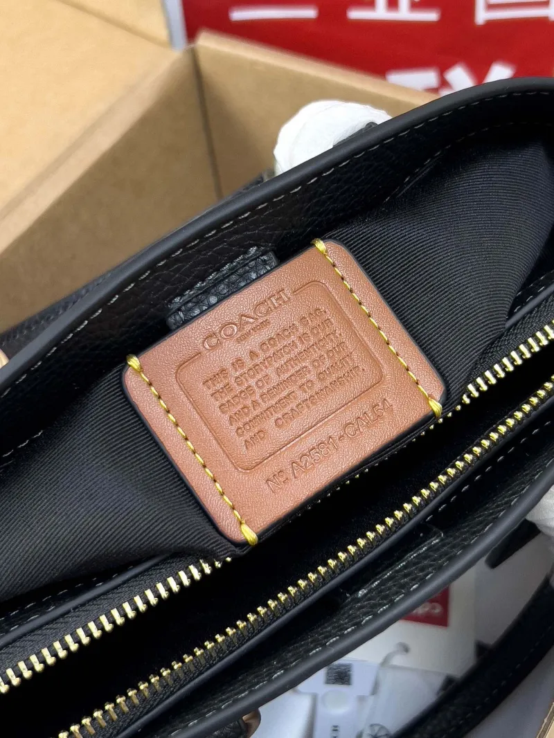 Coach Black Leather Top Handle Handbag - Image 6