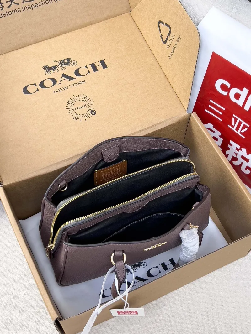 Coach Taupe Leather Top Handle Bag 59 - Image 5
