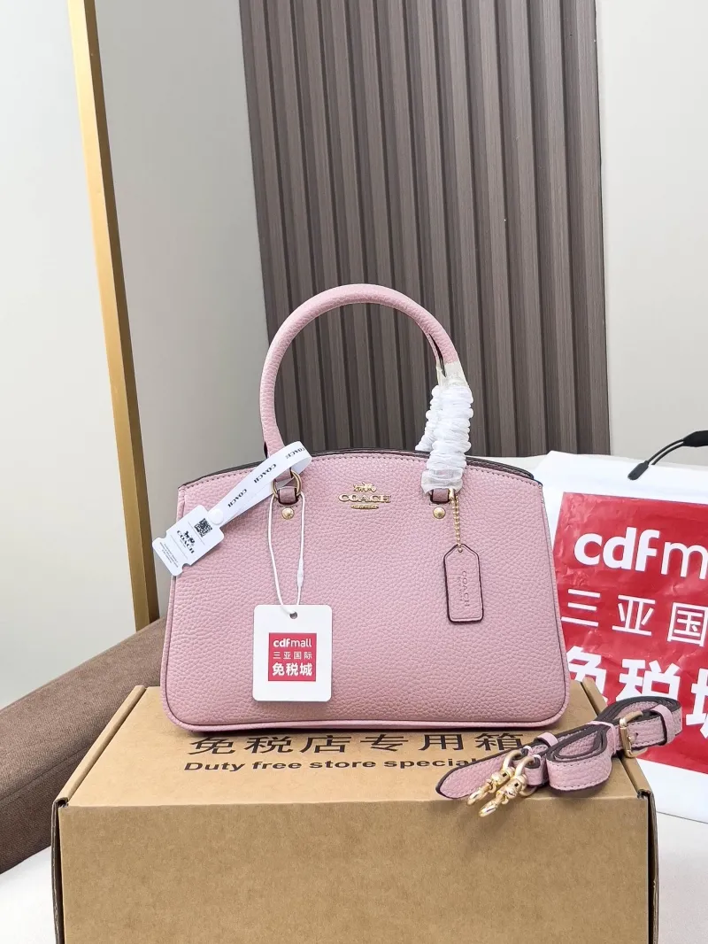 Coach Pink Leather Top Handle Bag - Image 4