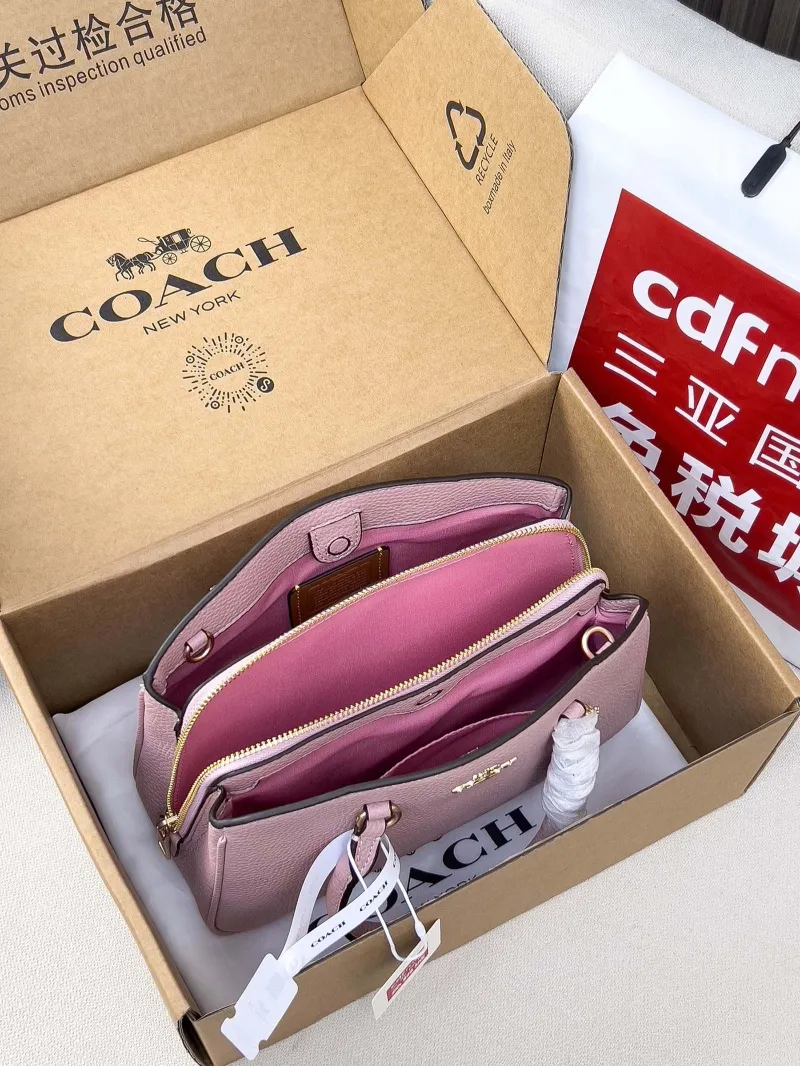 Coach Pink Leather Top Handle Bag - Image 5