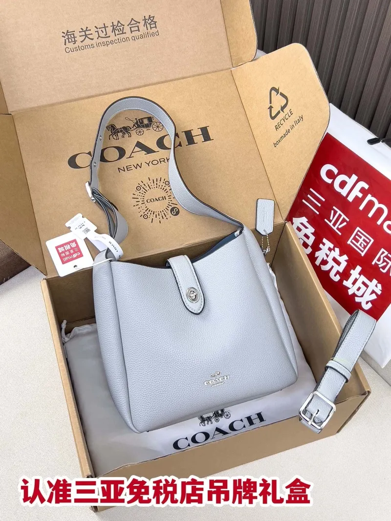 Coach Light Blue Leather Hobo Shoulder Bag