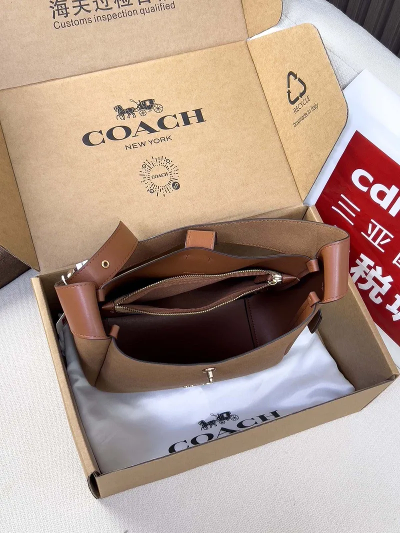 Coach Brown Leather Top Handle Handbag - Image 5