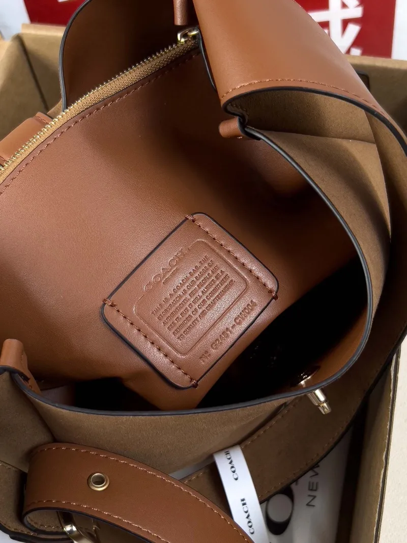 Coach Brown Leather Top Handle Handbag - Image 6