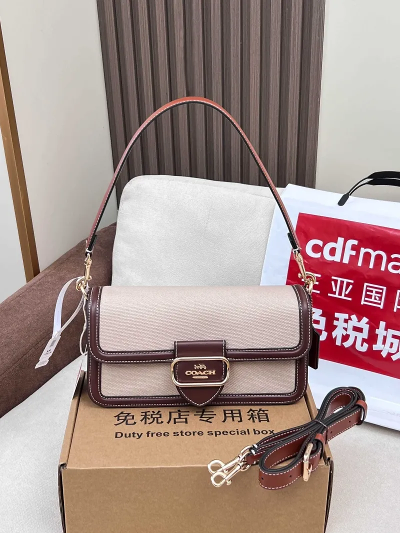 Coach Beige Brown Crossbody Top Handle Handbag - Image 4