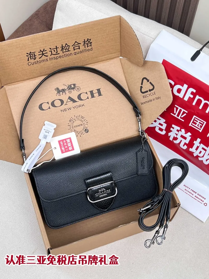 Coach Black Leather Top Handle Crossbody Bag