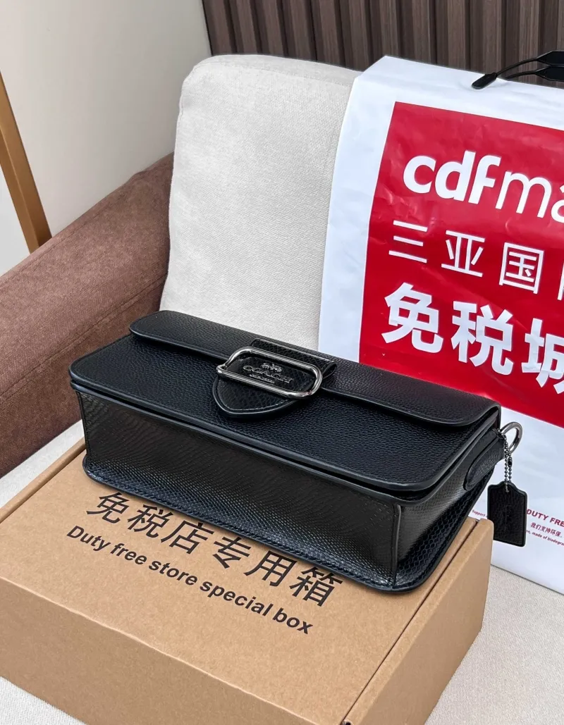 Coach Black Leather Top Handle Crossbody Bag - Image 3