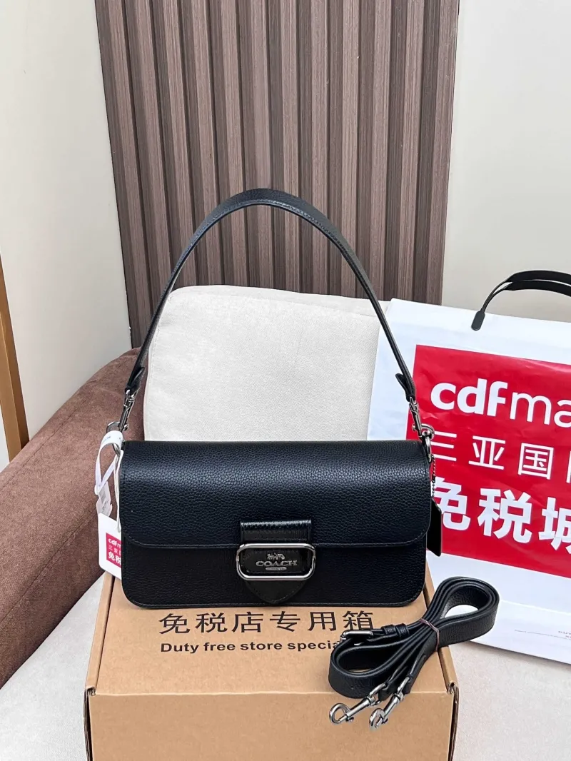 Coach Black Leather Top Handle Crossbody Bag - Image 4