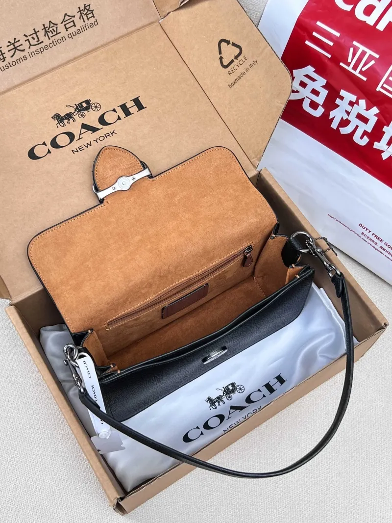 Coach Black Leather Top Handle Crossbody Bag - Image 5