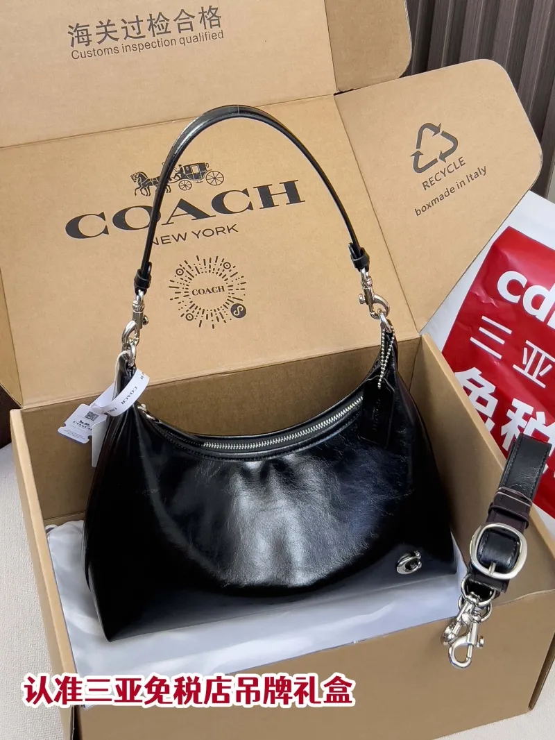 Coach Black Leather Hobo Shoulder Bag 77