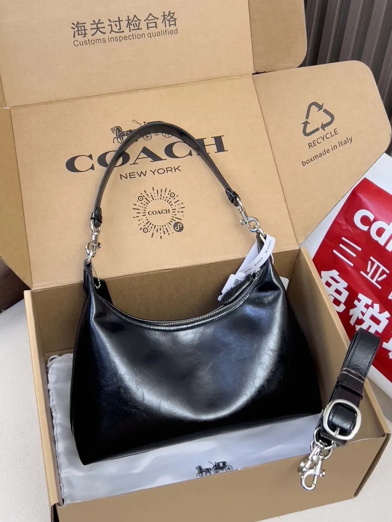 Alternative view of Coach Black Leather Hobo Shoulder Bag 77