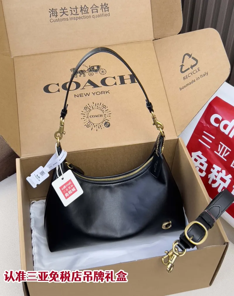 Coach Black Leather Top Handle Bag