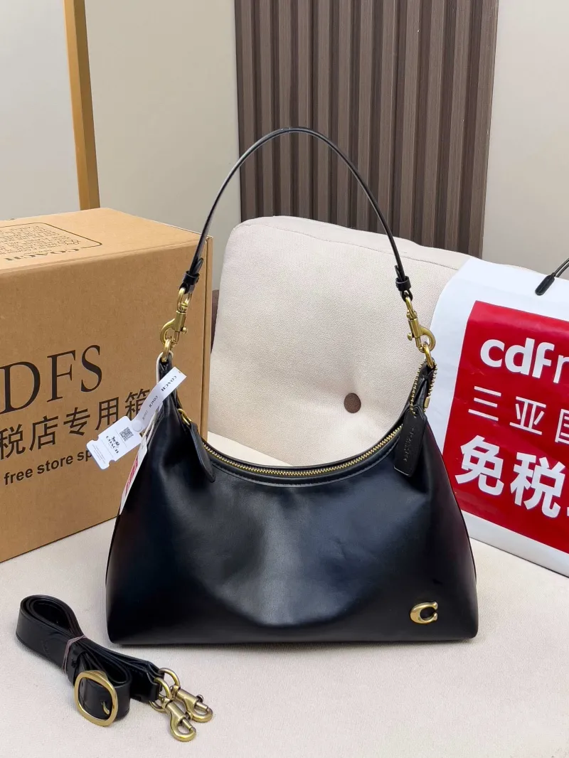 Coach Black Leather Top Handle Bag - Image 4