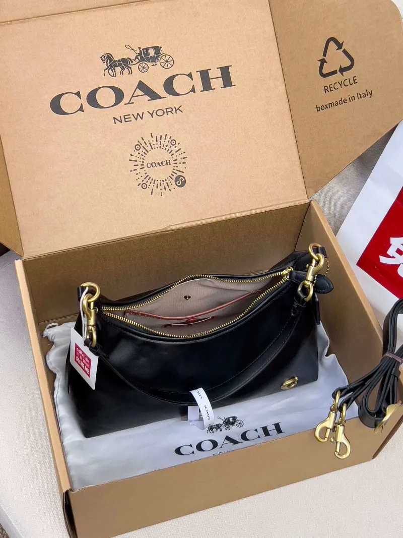 Coach Black Leather Top Handle Bag - Image 5