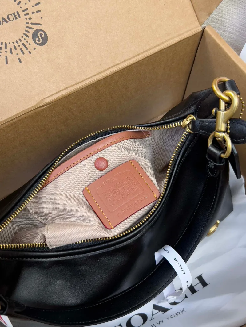 Coach Black Leather Top Handle Bag - Image 6