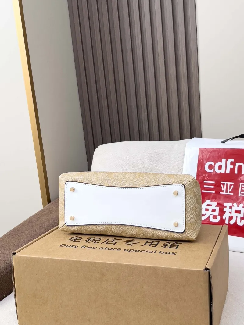 Coach Light Khaki White Top Handle Handbag - Image 3