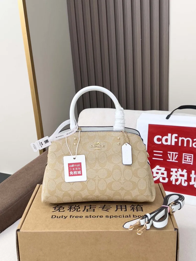 Coach Light Khaki White Top Handle Handbag - Image 4