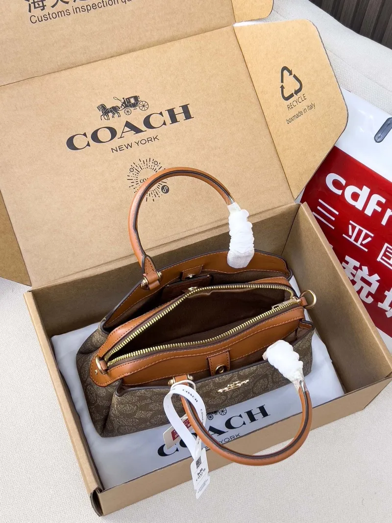 Coach Brown Signature Top Handle Handbag - Image 5