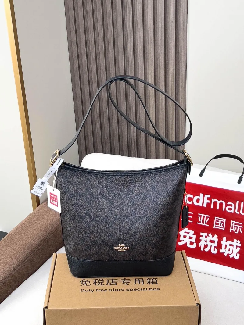 Coach 105 Brown Black Bucket Shoulder Bag - Image 4