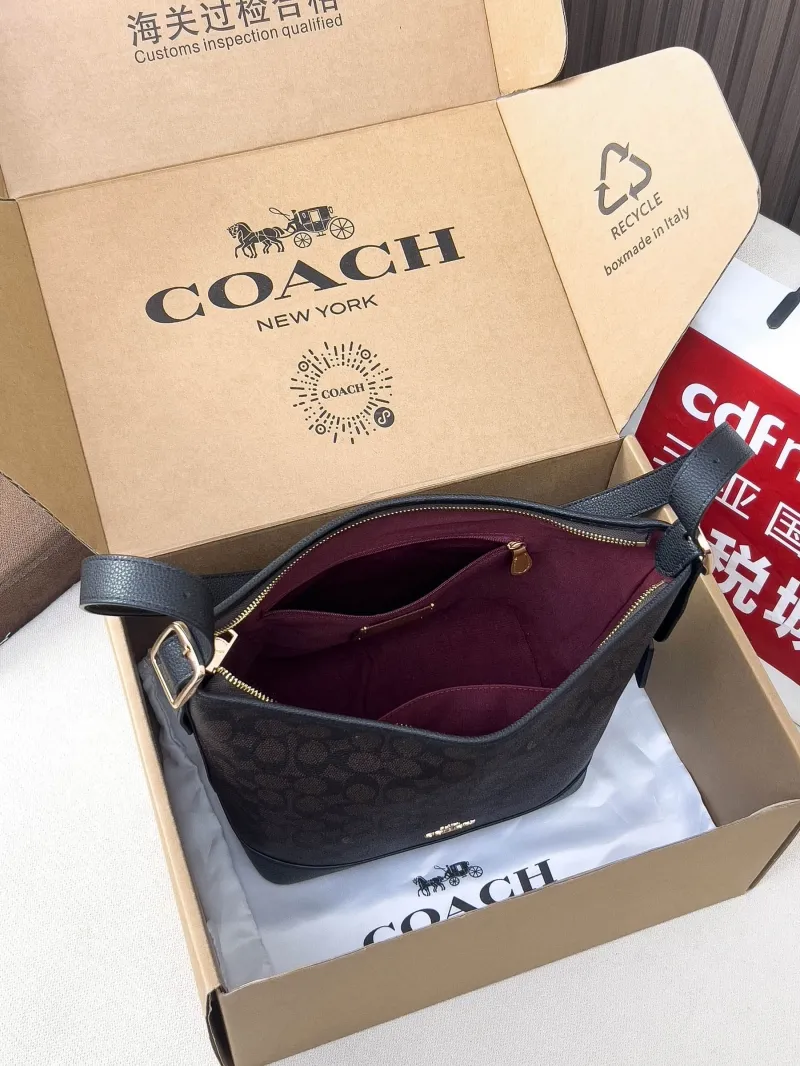 Coach 105 Brown Black Bucket Shoulder Bag - Image 5