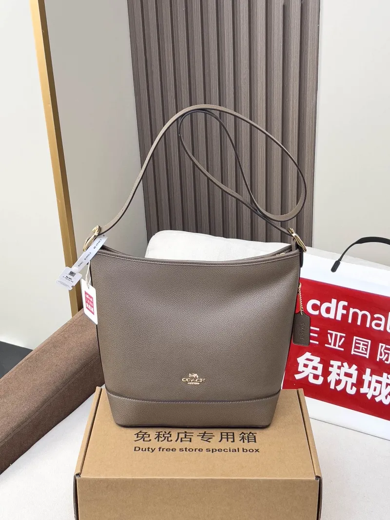 Coach Taupe Leather Shoulder Bag 106 - Image 4